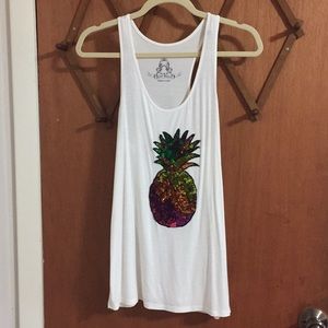 Bear dance sequin pineapple tank top